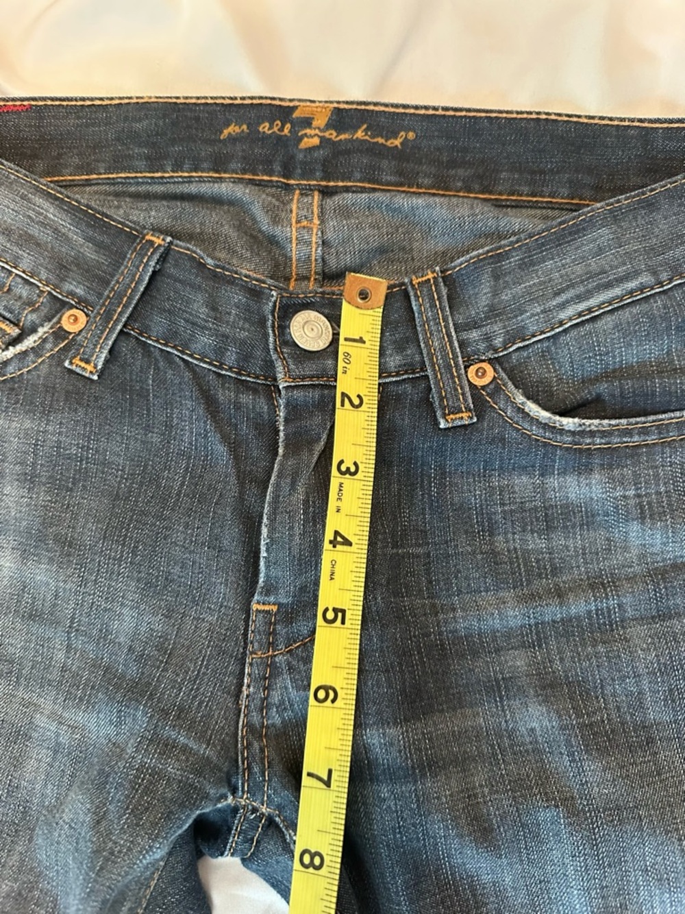 Vintage 7 For All Mankind Indigo Bootcut Jeans with Contrast Pocket Stitching - Picture 5 of 7